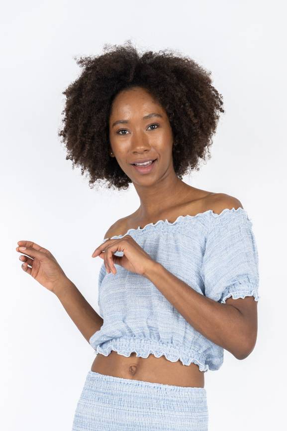 Handmade Linen Top Consuelo Blue - Marilu