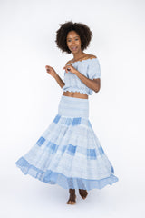 Handmade Linen Skirt Chloe Blue - Marilu