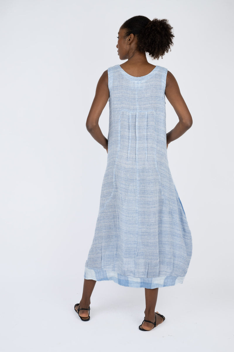Handmade Linen Dress Cristina Blue - Marilu