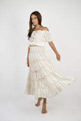 Handmade Linen Skirt Milonga Beige - Marilu