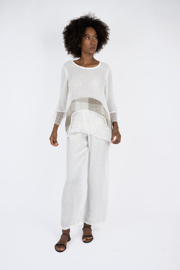 Handmade Linen Tunic Federica White - Marilu