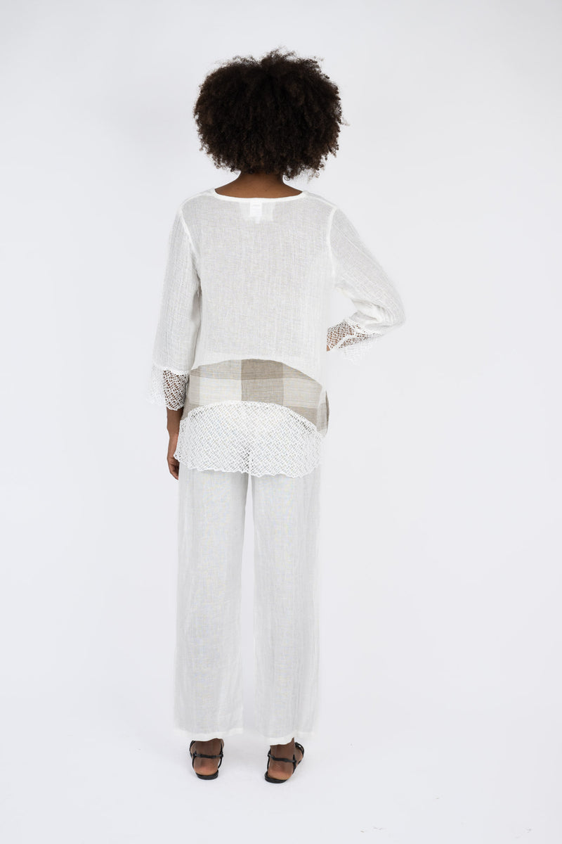 Handmade Linen Tunic Federica White - Marilu