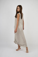 Handmade Linen Dress Gica Beige - Marilu
