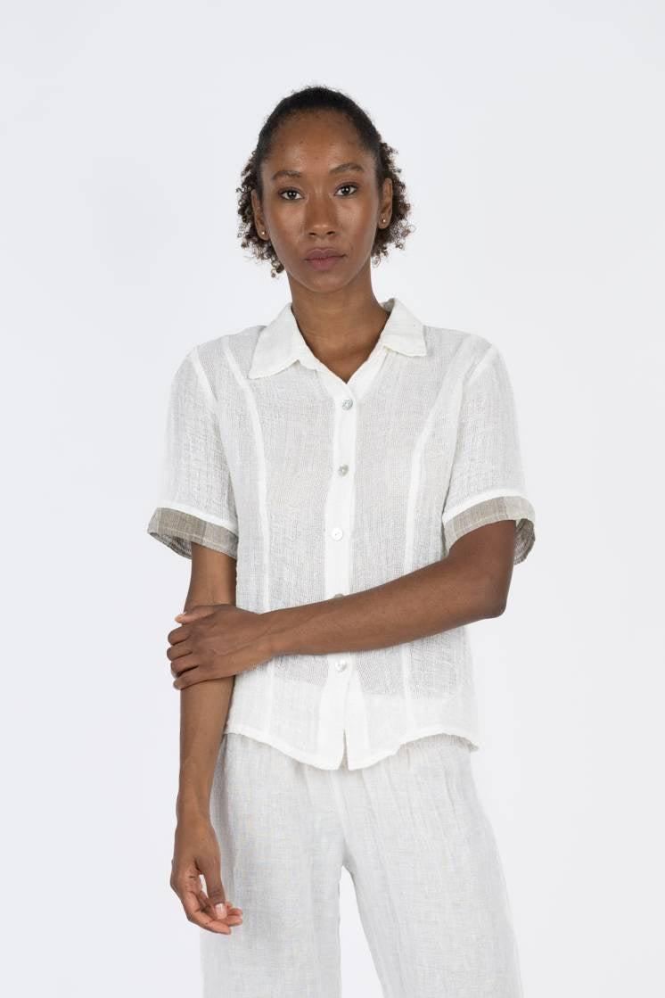 Handmade Linen Shirt Grazia White - Marilu