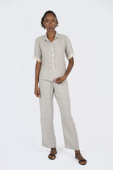 Handmade Linen Trousers Agata Beige - Marilu