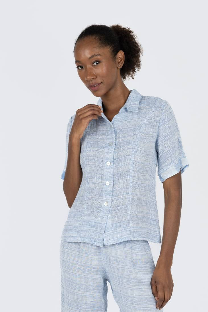 Handmade Linen Shirt Grazia Blue - Marilu
