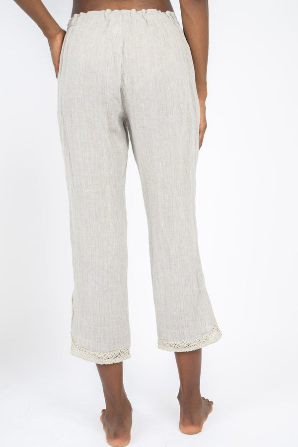 Handmade Linen Trousers Greta Beige - Marilu