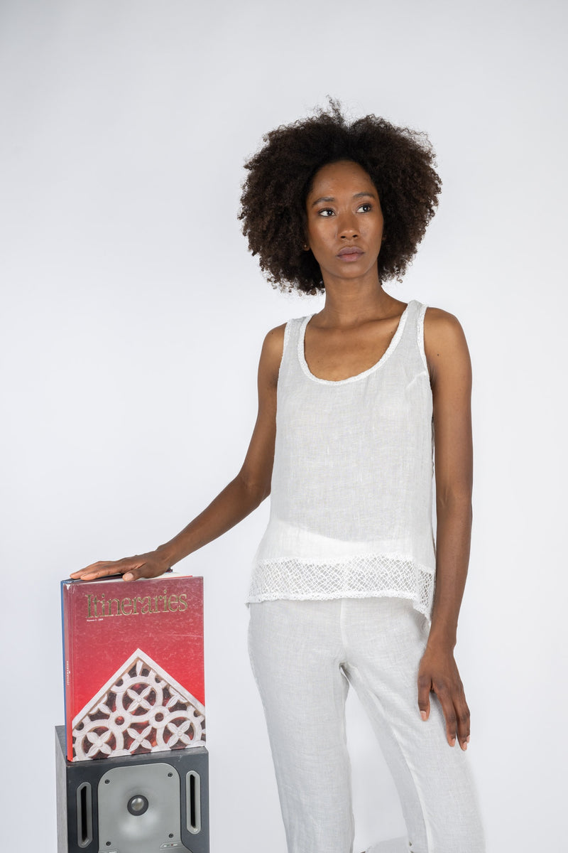 Handmade Linen Top Ida White - Marilu
