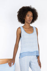 Handmade Linen Top Ida Blue - Marilu