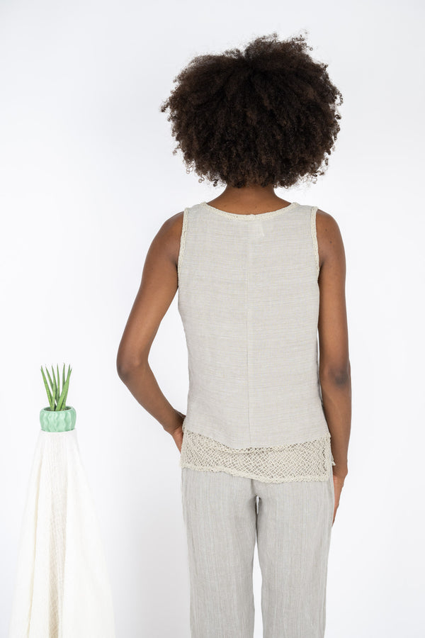 Handmade Linen Top Ida Beige - Marilu