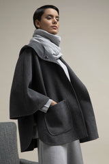 Made in Italy Wool Cape Grey - Caterina D.