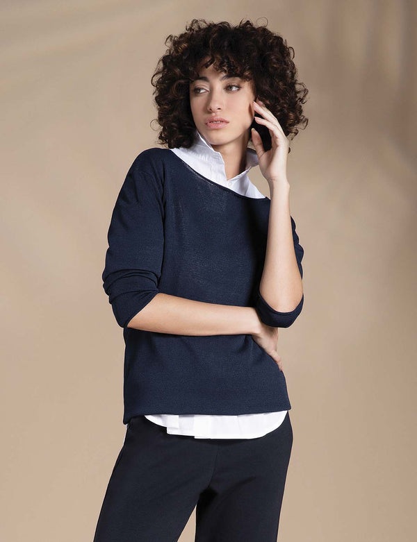 Made in Italy Boat Neck Light Sweater - Caterina D