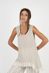 Handmade Linen Top Jive Beige - Marilu