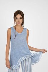 Handmade Linen Top Jive Blue - Marilu