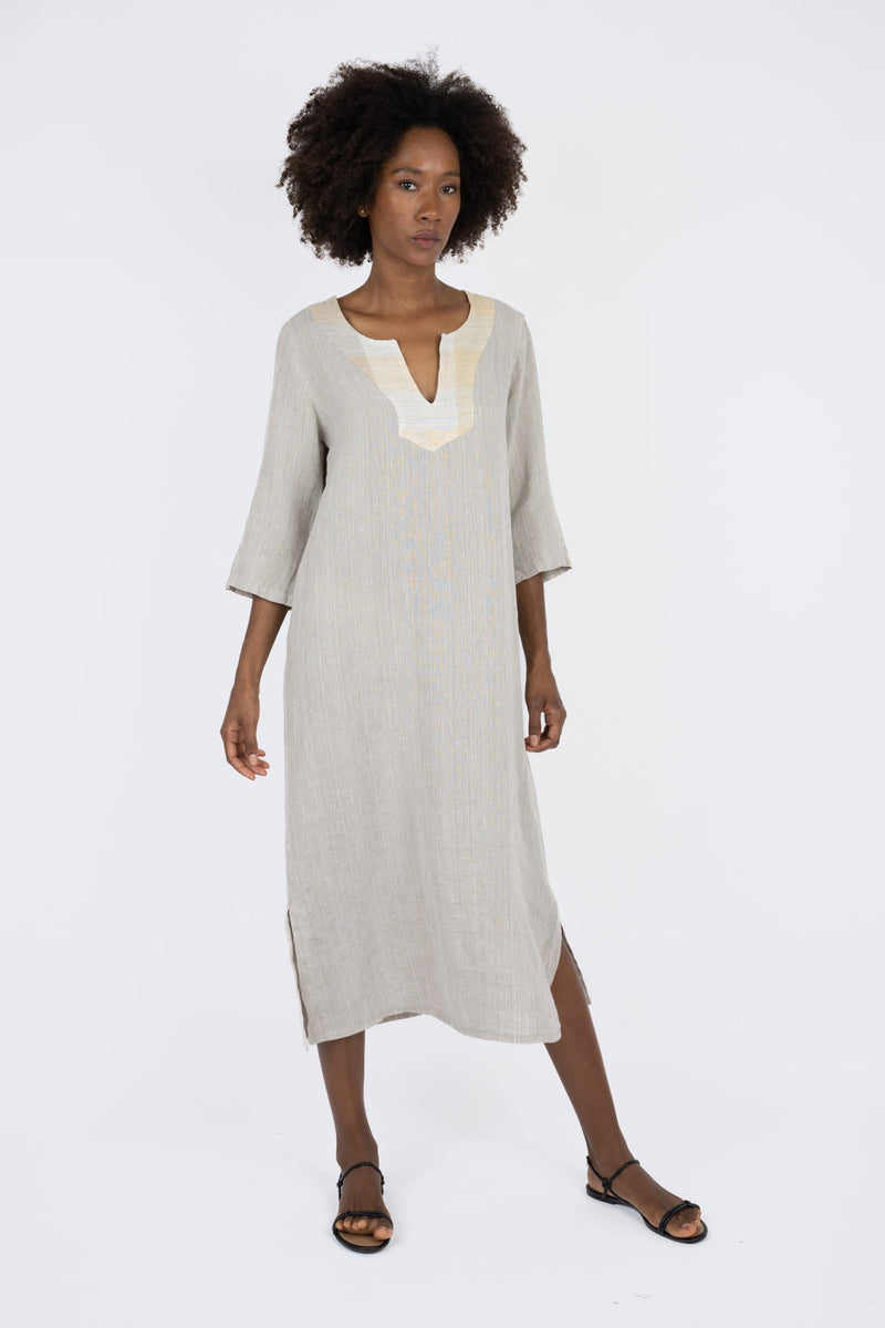 Handmade Linen Dress Lavinia Beige - Marilu