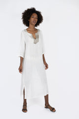 Handmade Linen Dress Lavinia White - Marilu