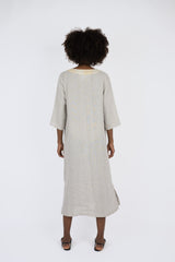 Handmade Linen Dress Lavinia Beige - Marilu