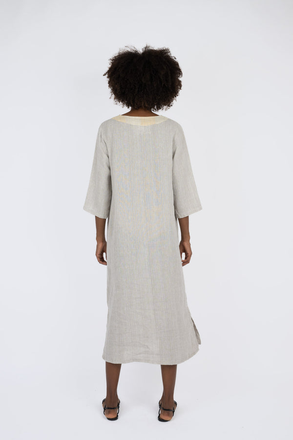 Handmade Linen Dress Lavinia Beige - Marilu