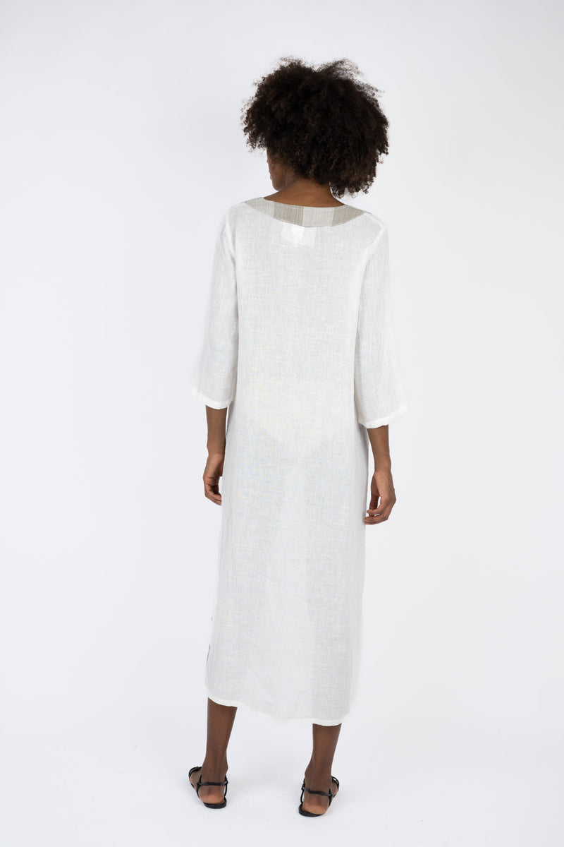Handmade Linen Dress Lavinia White - Marilu