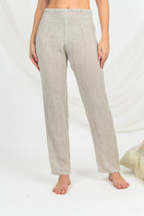 Handmade Linen Trousers Calamaro Beige - Marilu