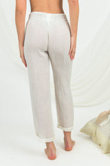 Handmade Linen Trousers Calamaro Coccio - Marilu