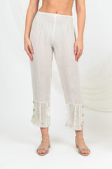 Handmade Linen Trousers Rossellini White - Marilu