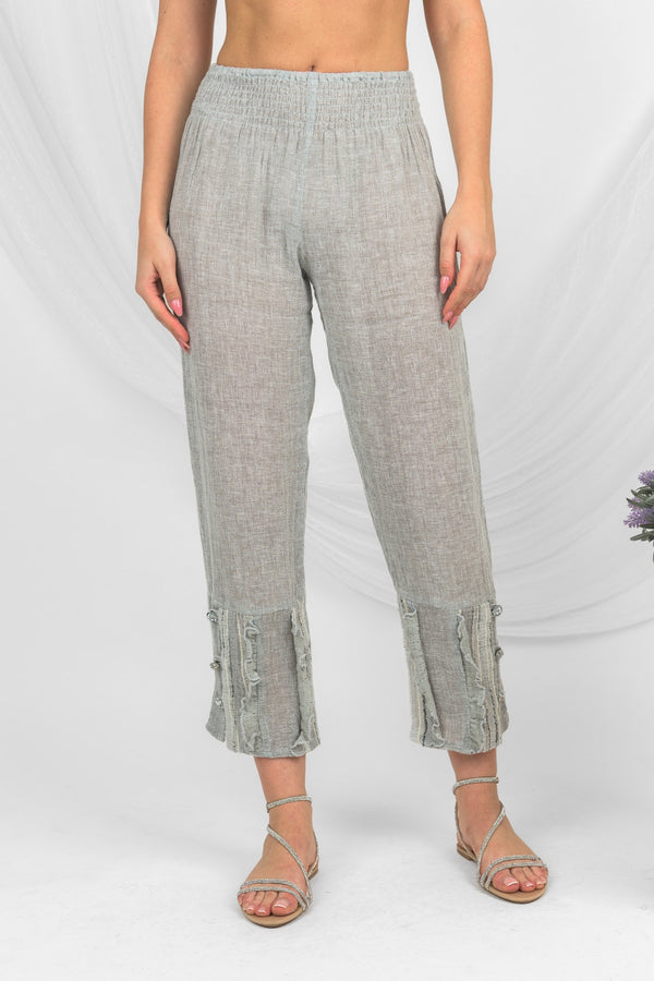 Handmade Linen Trousers Rossellini Grey - Marilu