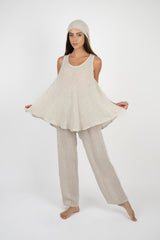 Handmade Linen Trousers Mambo Beige - Marilu