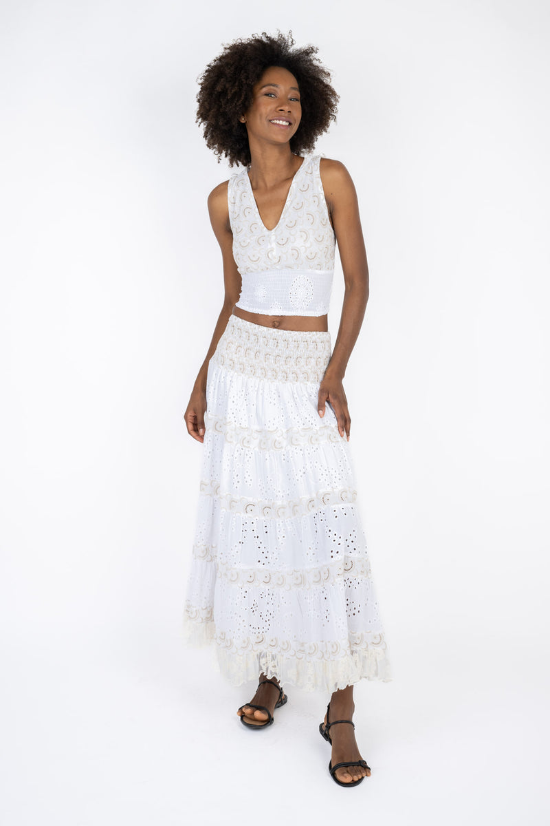 Handmade Cotton Skirt Gloria Beige - Marilu