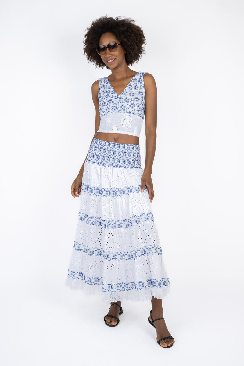 Handmade Cotton Skirt Gloria Blue - Marilu