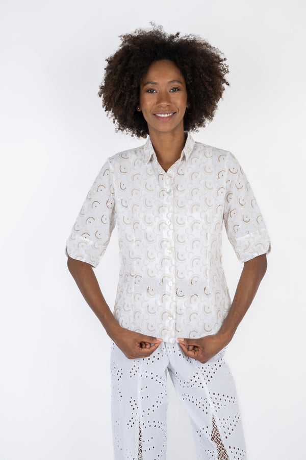 Handmade Cotton Shirt Rita Biege - Marilu