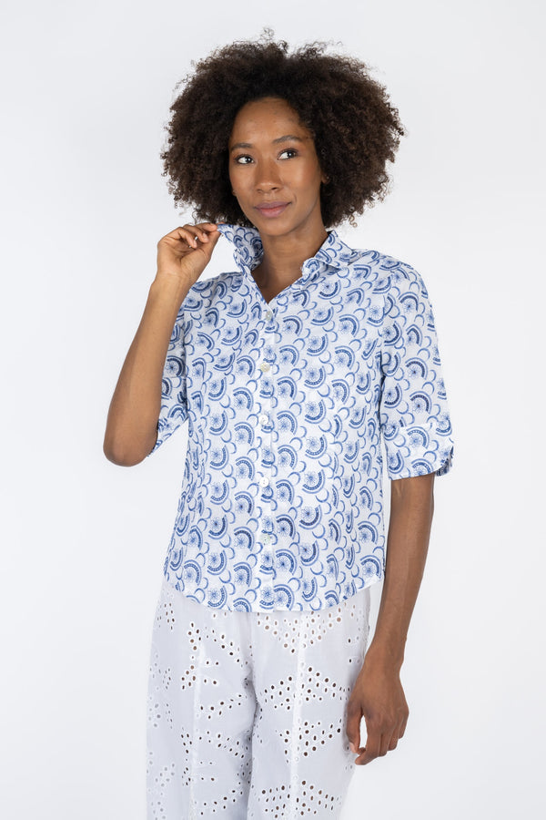 Handmade Cotton Shirt Rita Blue - Marilu
