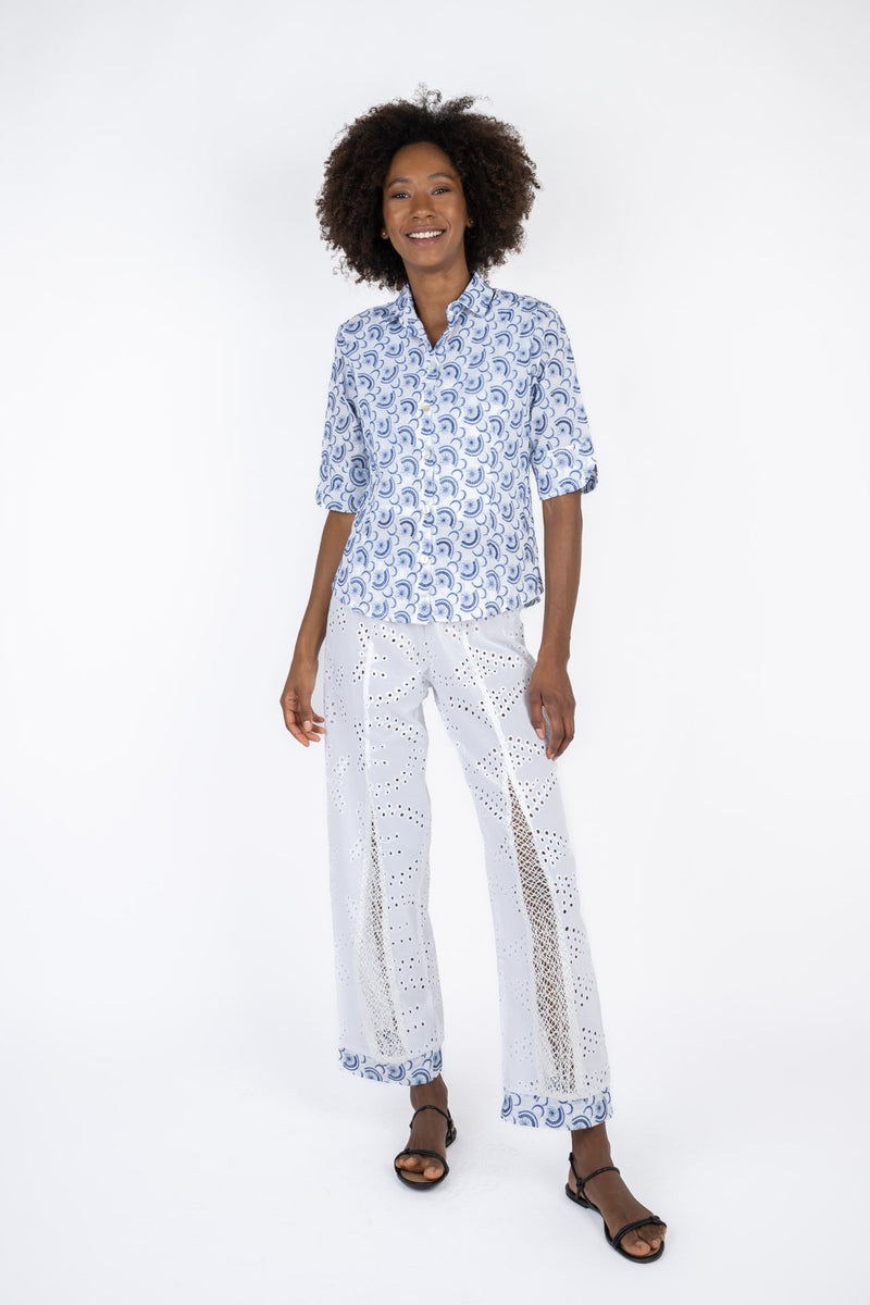 Handmade Cotton Shirt Rita Blue - Marilu