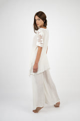 Handmade Linen Tunic Saltarello White - Marilu