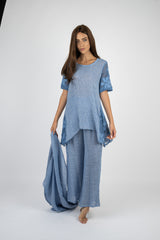 Handmade Linen Tunic Saltarello Blue - Marilu