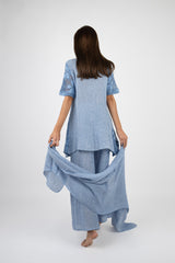 Handmade Linen Tunic Saltarello Blue - Marilu
