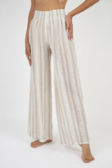 Handmade Linen Trousers Swing Riga Beige - Marilu