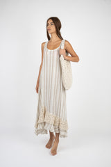 Handmade Linen Dress Tip Tap Beige - Marilu