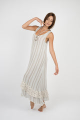 Handmade Linen Dress Tip Tap Grey - Marilu