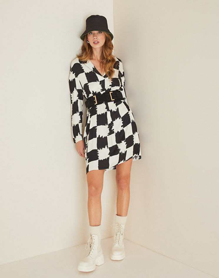 Short Chemisier Dress Black&White - Manila Grace