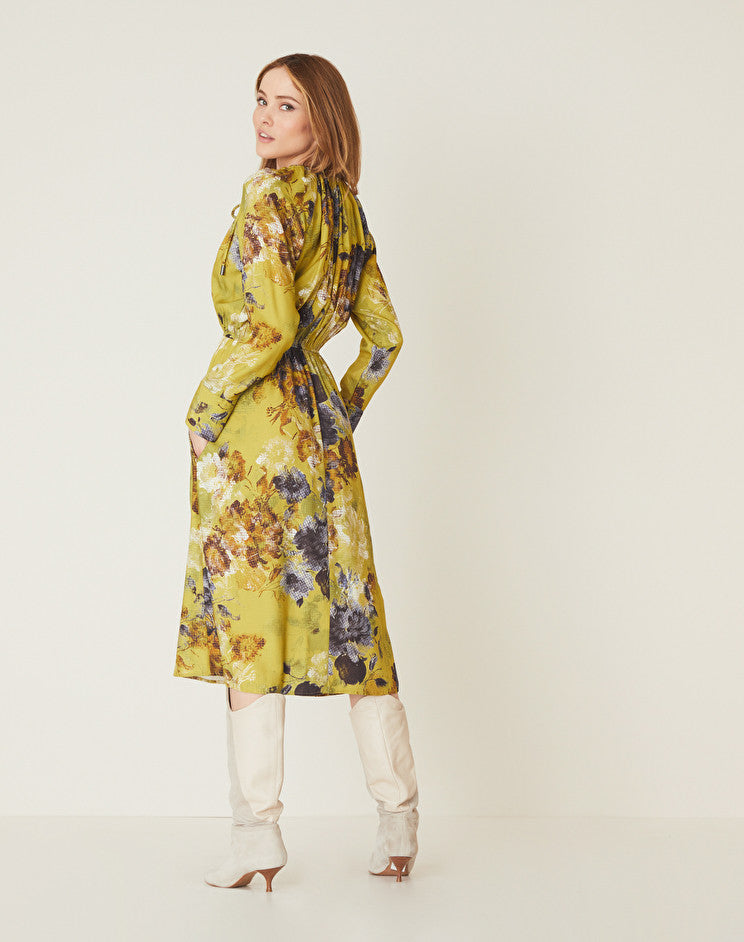 Floral Midi Dress Foglia - Manila Grace