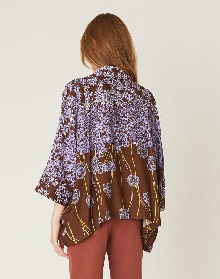 Floral Boxy Shirt Margherita Brown - Manila Grace