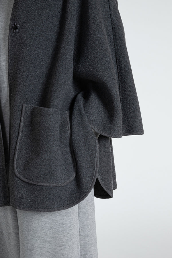 Made in Italy Wool Cape Grey - Caterina D.