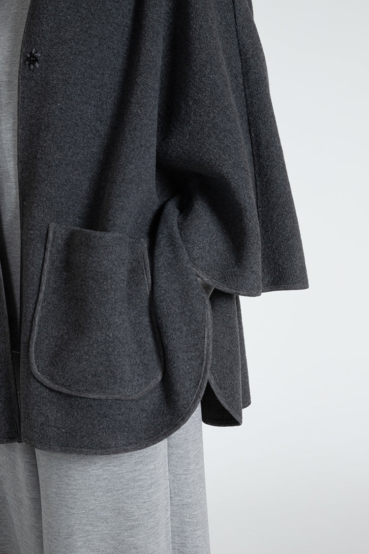 Made in Italy Wool Cape Grey - Caterina D.