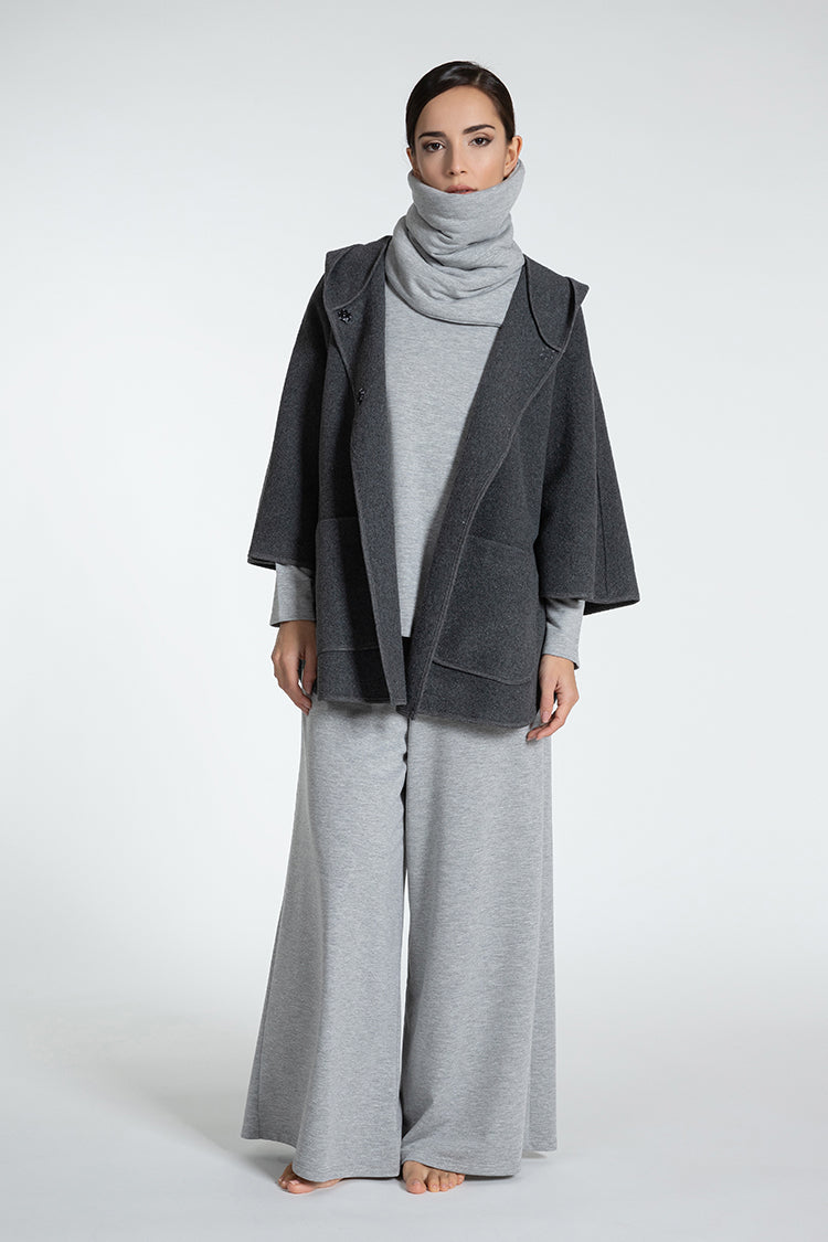 Made in Italy Wool Cape Grey - Caterina D.
