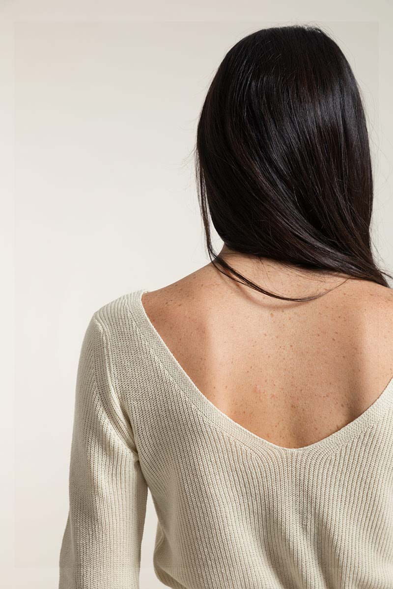 Silk Sweater Giselle Off White - Rifo'