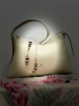 Genuine Leather Square Hobo Bag Eva Avorio - Cuoieria Fiorentina