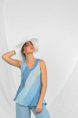 Handmade Linen Top Gallinella Blu - Marilu