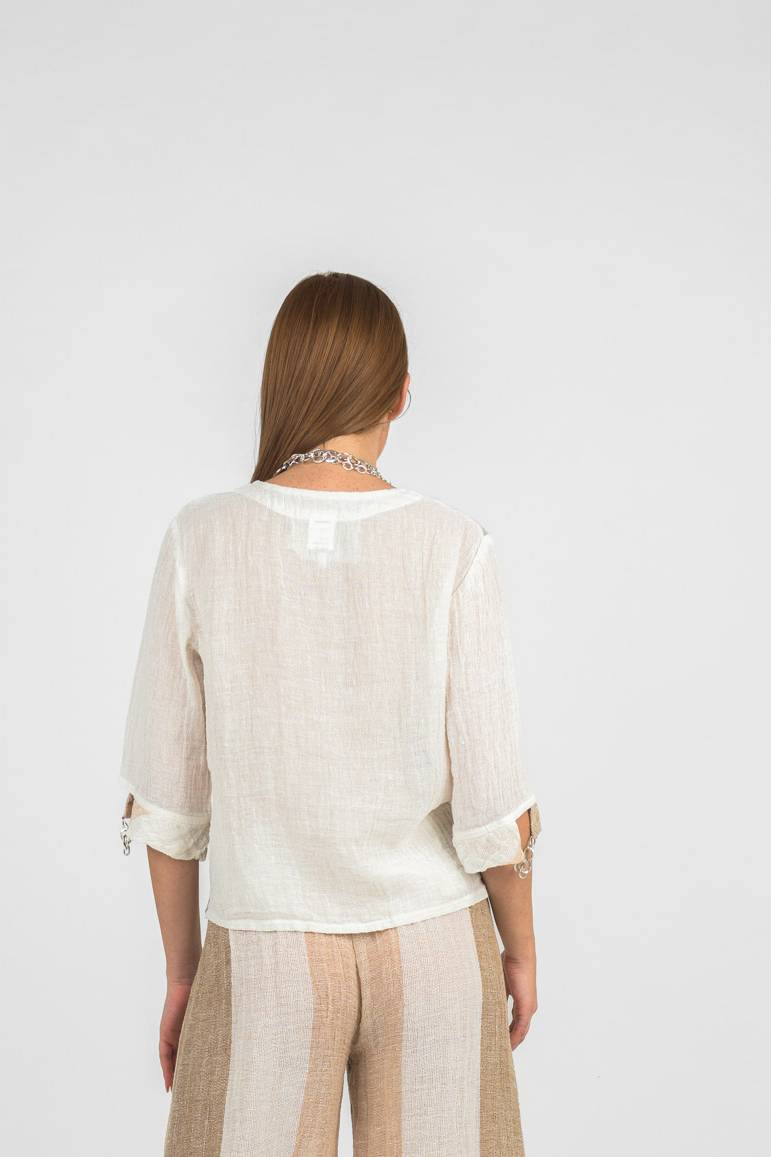 Handmade Linen Shirt Sardina Coccio -Marilu