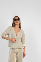 Handmade Linen Shirt Sardina Beige -Marilu